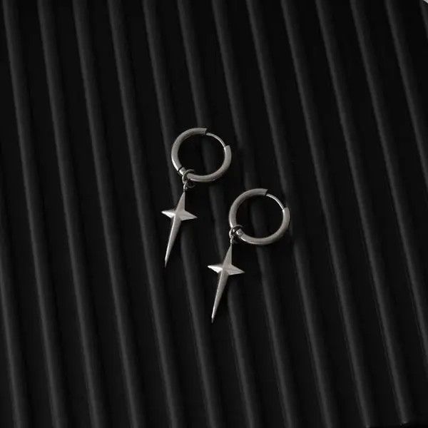 Other 925 Silver Plated Cross Star Dangle Drop Earrings for Men Size ONE SIZE - 2 Thumbnail