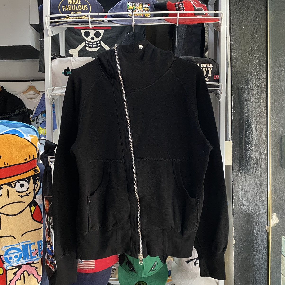 image of 2009 Cabane De Zucca - Asymetrical Zip Hoodie in Black, Men's (Size Medium)