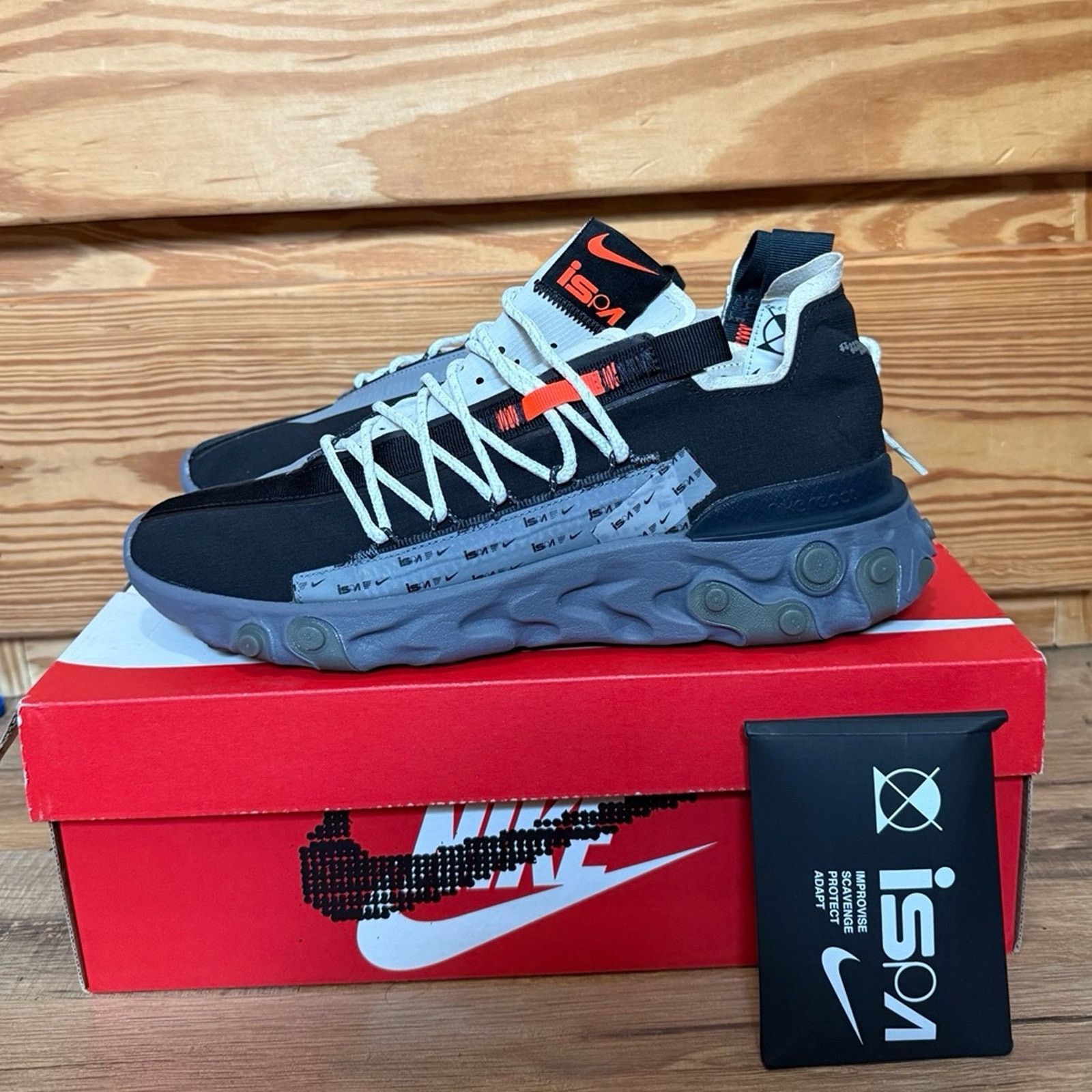 Nike Nike React WR ISPA Black Metallic Silver Gunsmoke Size US 10 / EU 43 - 2 Thumbnail