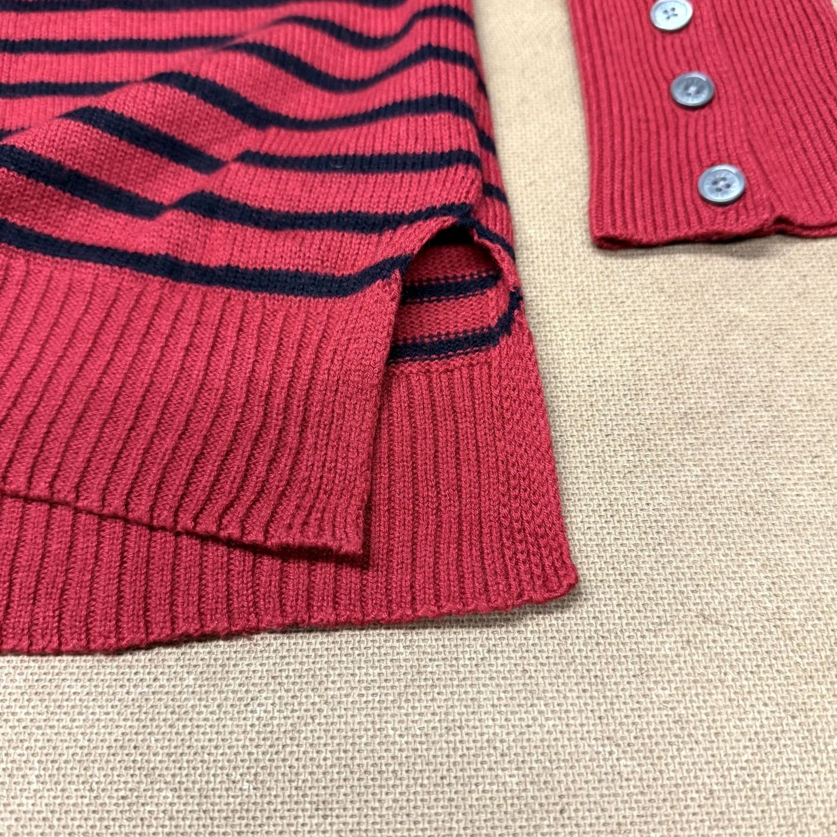 Ralph Lauren Lauren Ralph Lauren Sweater Womens Large Red Stripe Cowl Neck Button Cuff Knit Size L / US 10 / IT 46 - 4 Thumbnail