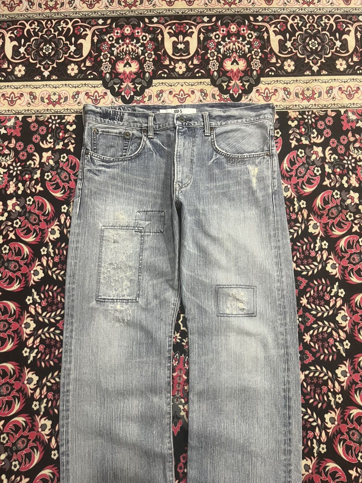 Edwin Vintage Edwin XVS Light Blue Sashiko Patchwork Loose Jeans Size US 34 / EU 50 - 3 Thumbnail