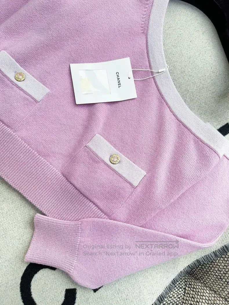 Chanel Chanel 23s pink purple taro purple knitted off-the-shoulde Size XS / US 0-2 / IT 36-38 - 3 Thumbnail