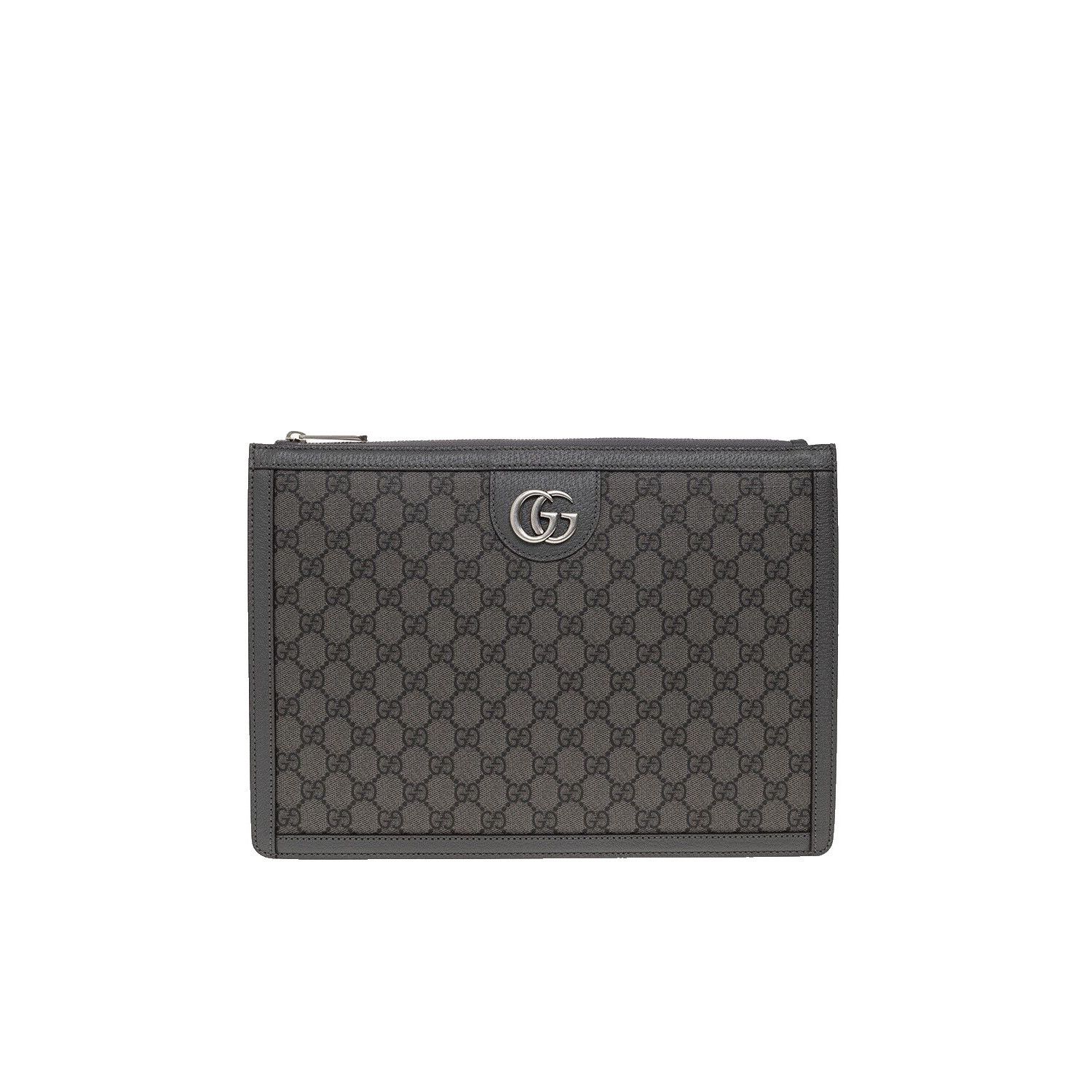 GUCCI Ophidia Grey And Black GG Canvas Pouch New & Authentic