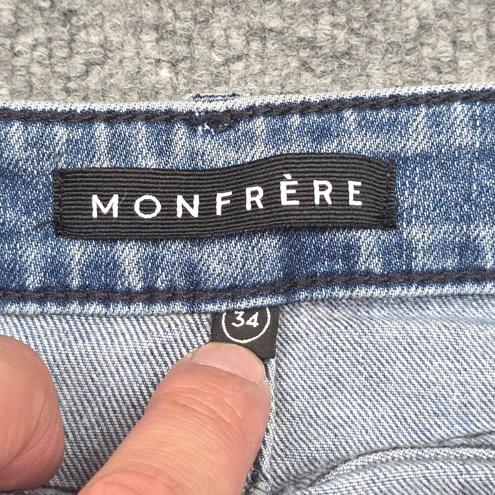 MONFRERE Monfrere Jeans Men 34 Sl im 32 x 30 Blue Florence Wash 1017 Deniro Stretch Jeans Mens Slim Mid 30 Inseam 5-Pocket Denim Zip Button Logo Shirt Size US 32 / EU 48 - 7 Thumbnail