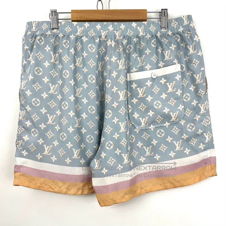 Louis Vuitton Louis Vuitton Blue presbyopic printed silk shorts Size US 44 / EU 60 - 2 Thumbnail