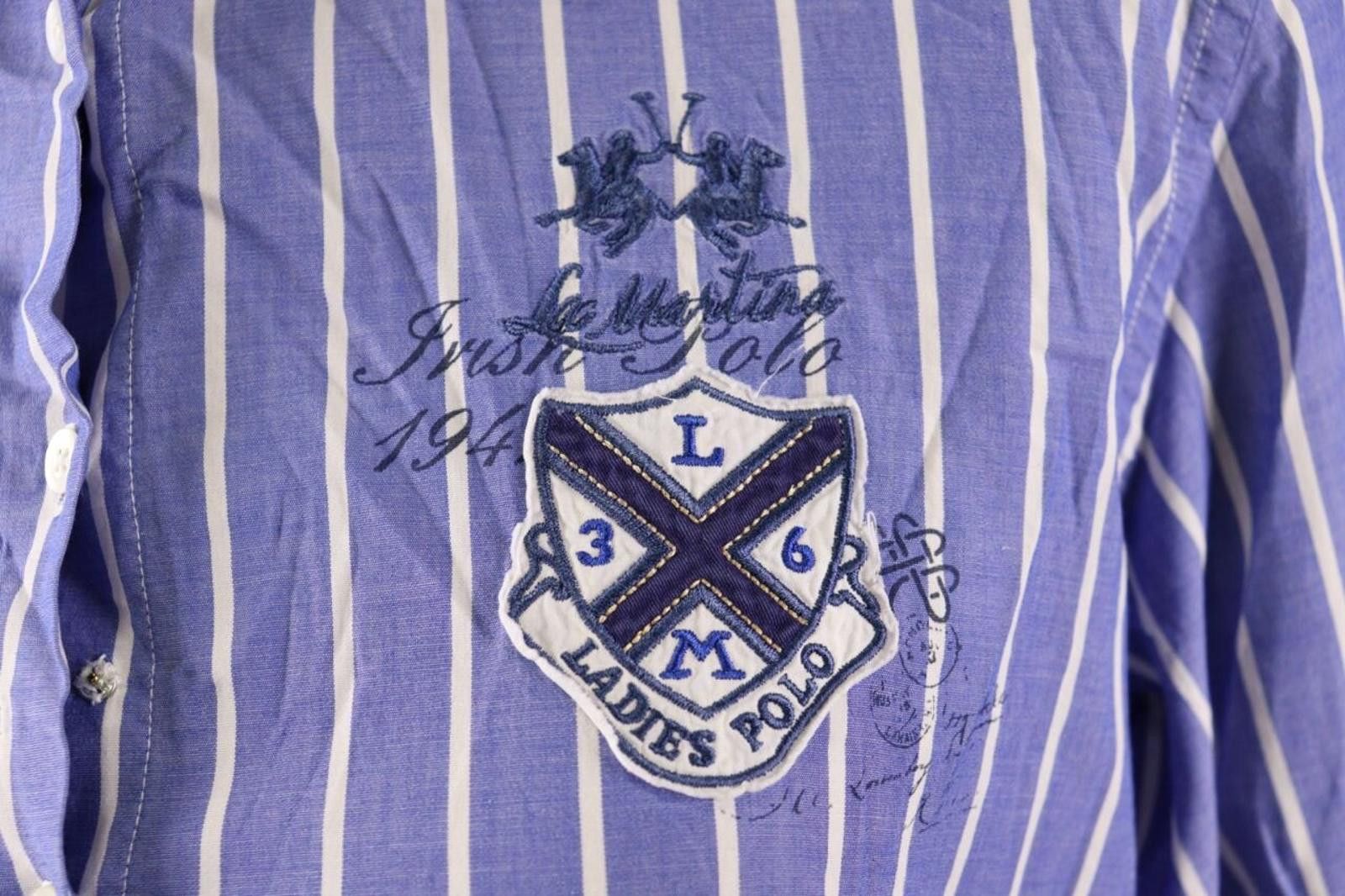 La Martina La Martina Blue Stripe Long Sleeve Blouse Shirt Size 4 Size S / US 4 / IT 40 - 4 Thumbnail