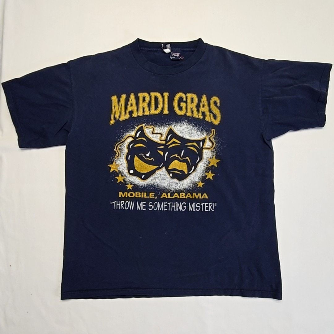 Jansport Vintage Mardi Gras Graphic Tee Mobile Alabama Blue L Shirt Size US L / EU 52-54 / 3 - 1 Thumbnail