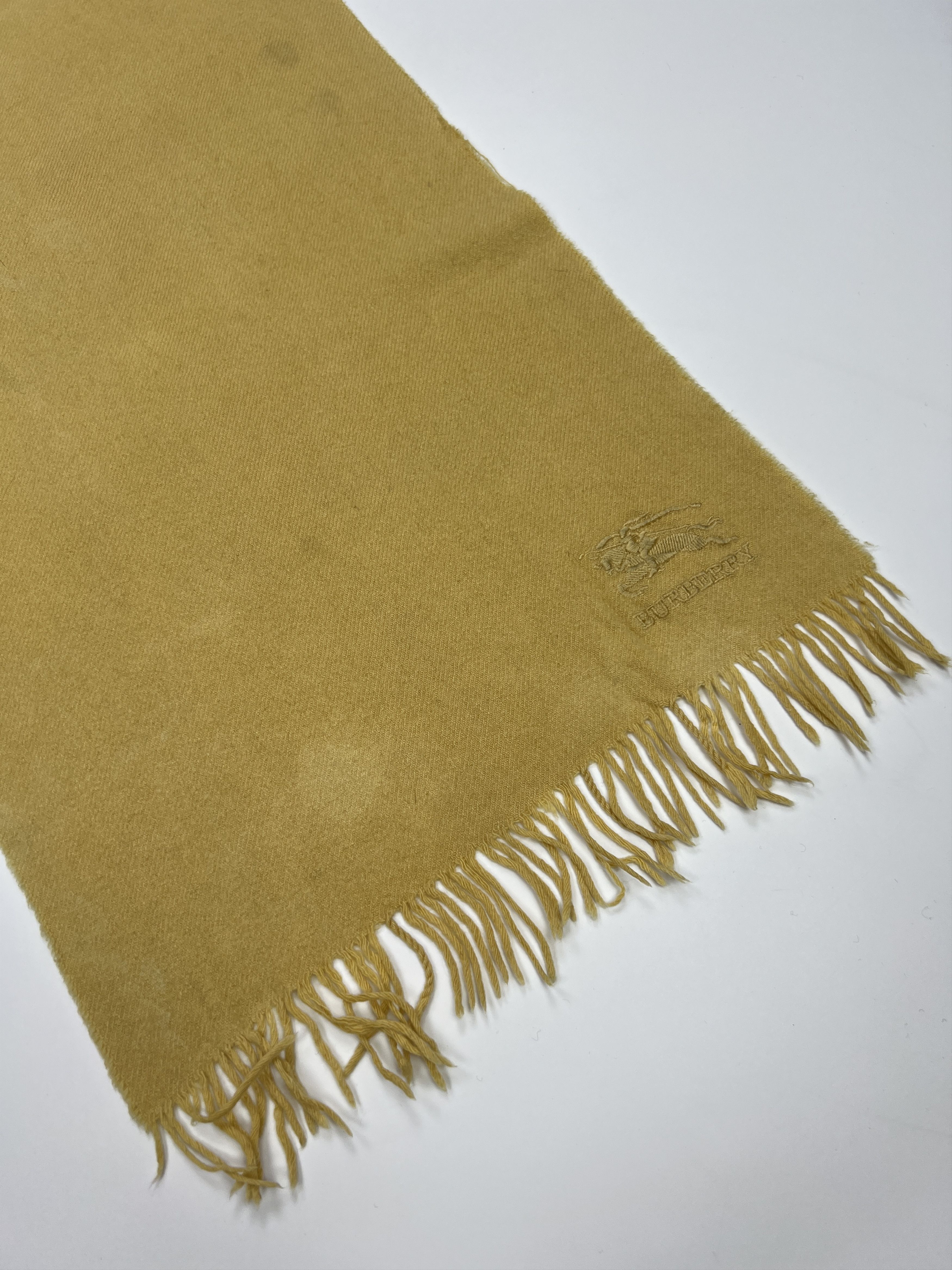 Burberry Vintage Burberry 2M Yellow Cashmere Scarf Embroidered Size ONE SIZE - 4 Thumbnail