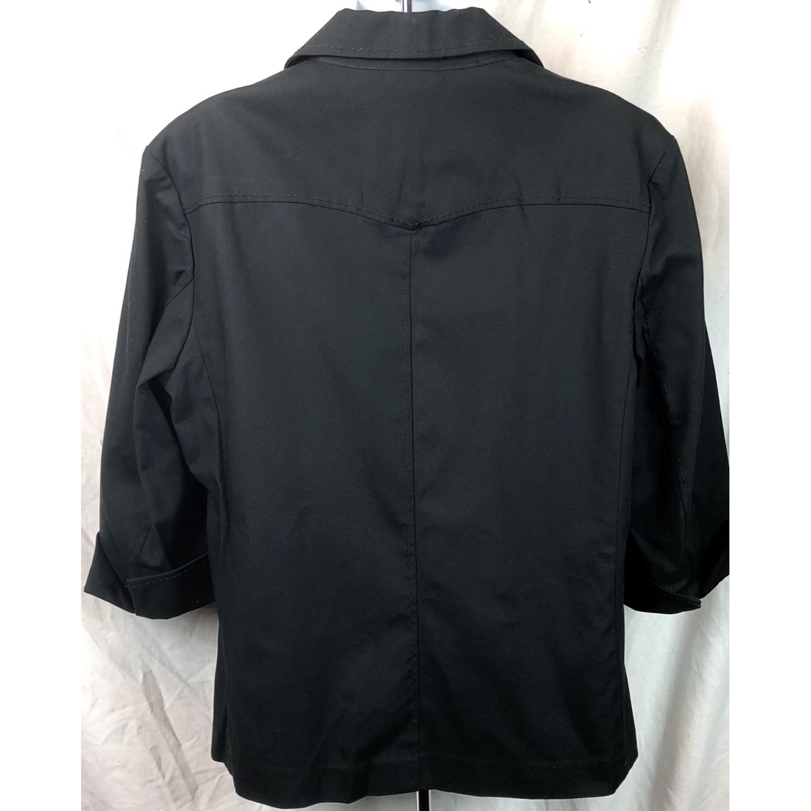 Vintage Rafaella Top Womens 14 Black ButtonUp Sleeve Pocket Heavy Cotton Career Office Size XL / US 12-14 / IT 48-50 - 4 Thumbnail