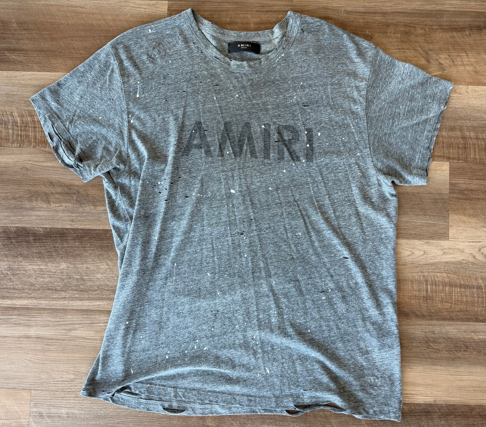 Amiri AMIRI Shotgun Distressed Gray T-Shirt Size US M / EU 48-50 / 2 - 1 Thumbnail