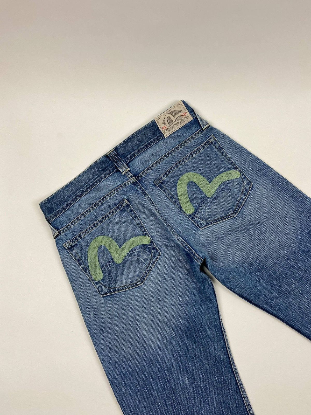 Evisu × Puma Blue Denim Straight Fit Seagull Logo Vintage Y2K Size US 32 / EU 48 - 2 Thumbnail