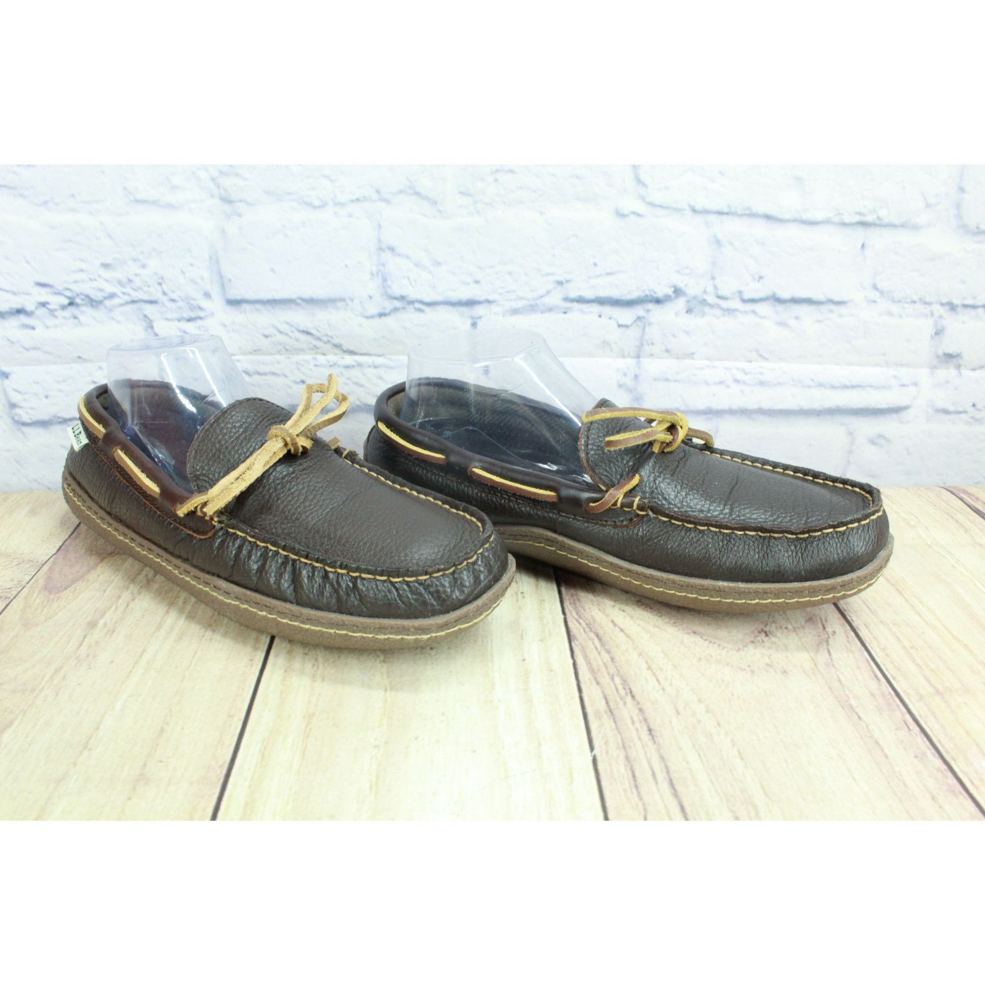 L.L. Bean L.L.Bean Brown Leather Flannel Slippers Men’s 8M Size US 8 / EU 41 - 2 Thumbnail