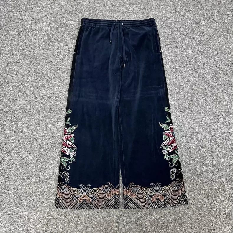 Gucci Gucci Sise M Show style embroidered blue velvet trousers s Size US 32 / EU 48 - 1 Thumbnail