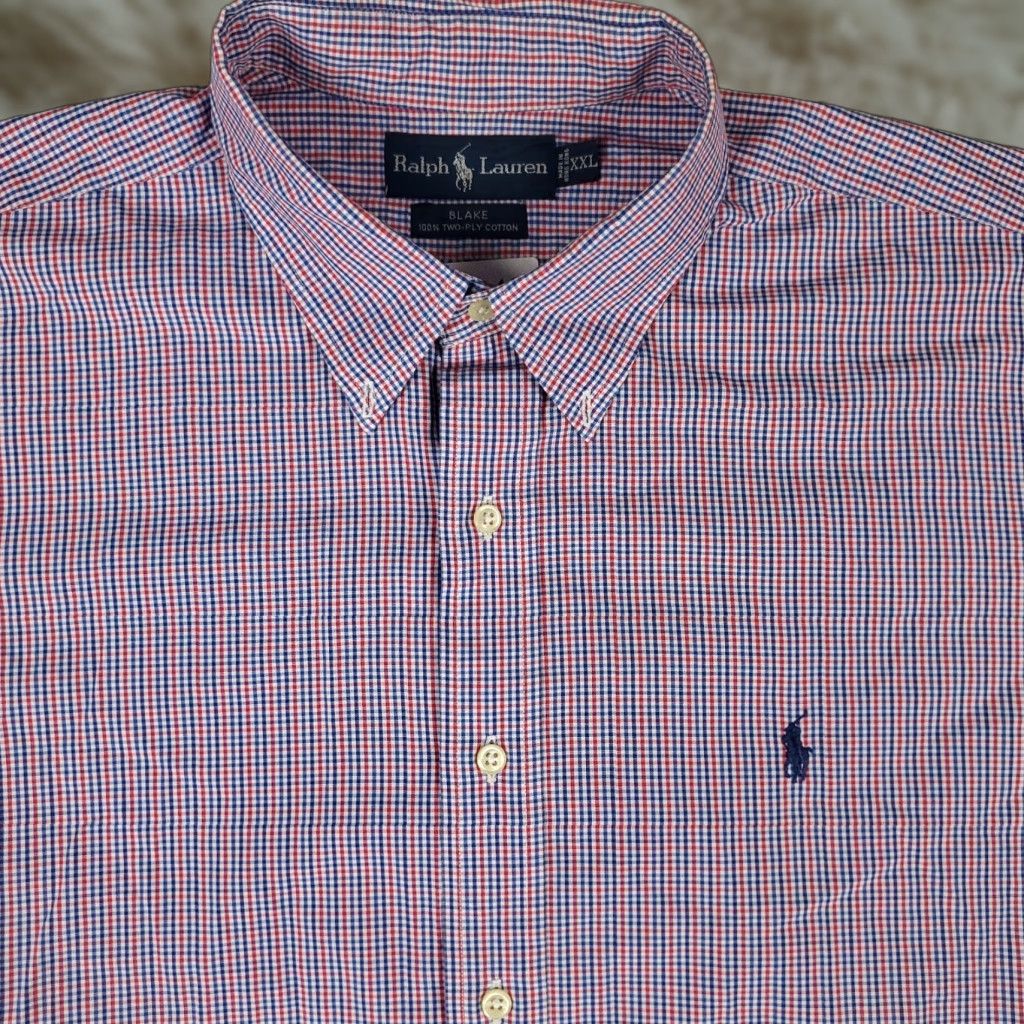 Ralph Lauren Ralph Lauren Shirt Mens 2XL Red Blue Check Button-Up Short Sleeve Collared Polo Pony Casual Classic Modern Preppy Mens Size US XXL / EU 58 / 5 - 1 Thumbnail