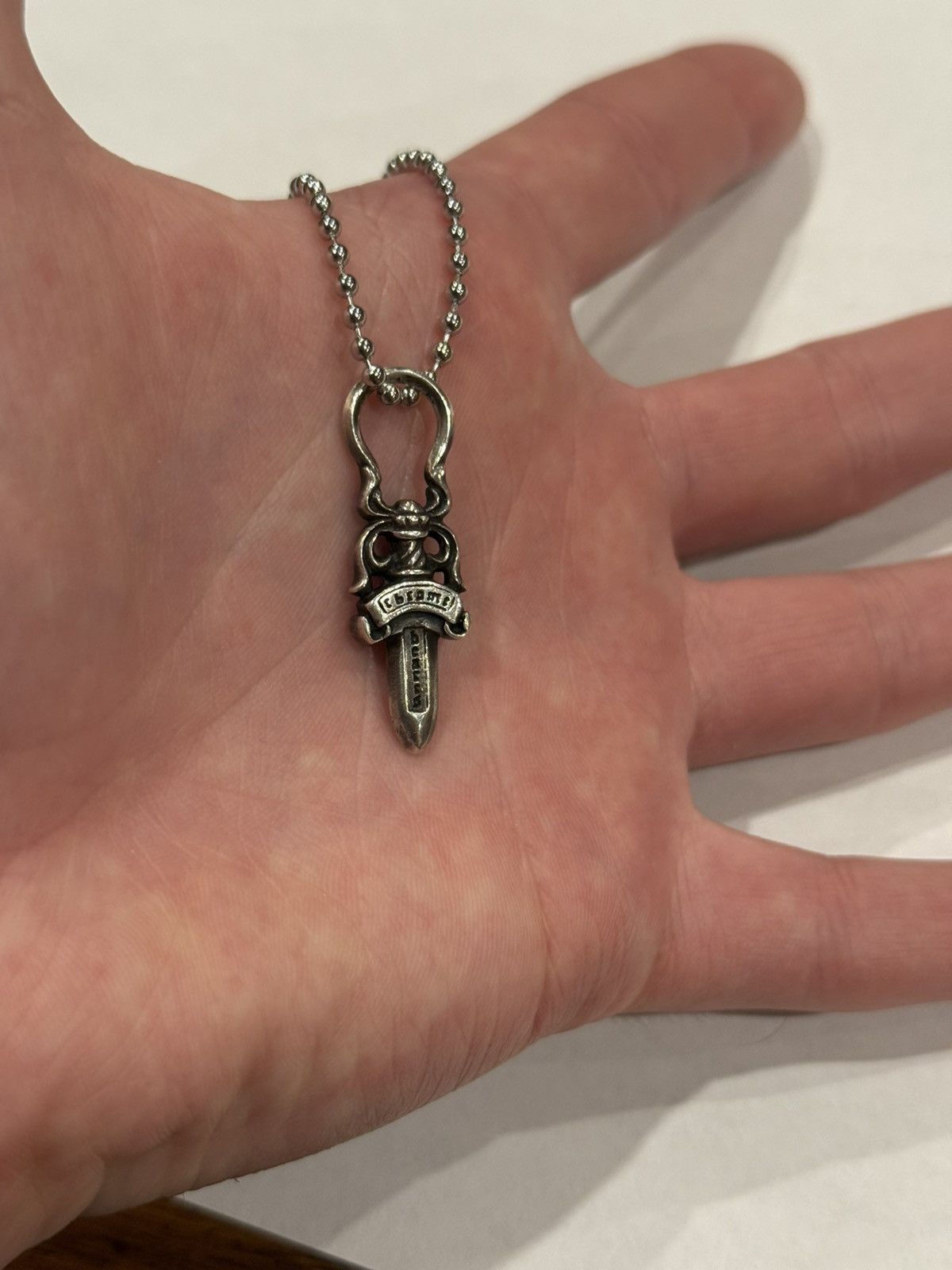 Chrome Hearts Chrome Hearts Dagger Pendant Ball Chain Necklace