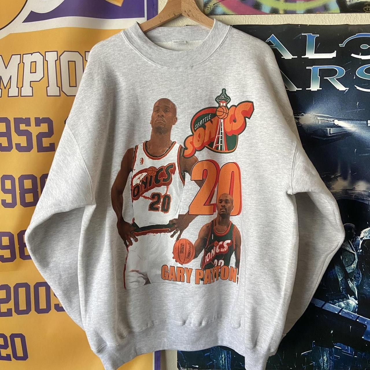 Image of Vintage 90’S Nba Seattle Supersonics Gary Payton Crewneck in Grey, Men's (Size XL)