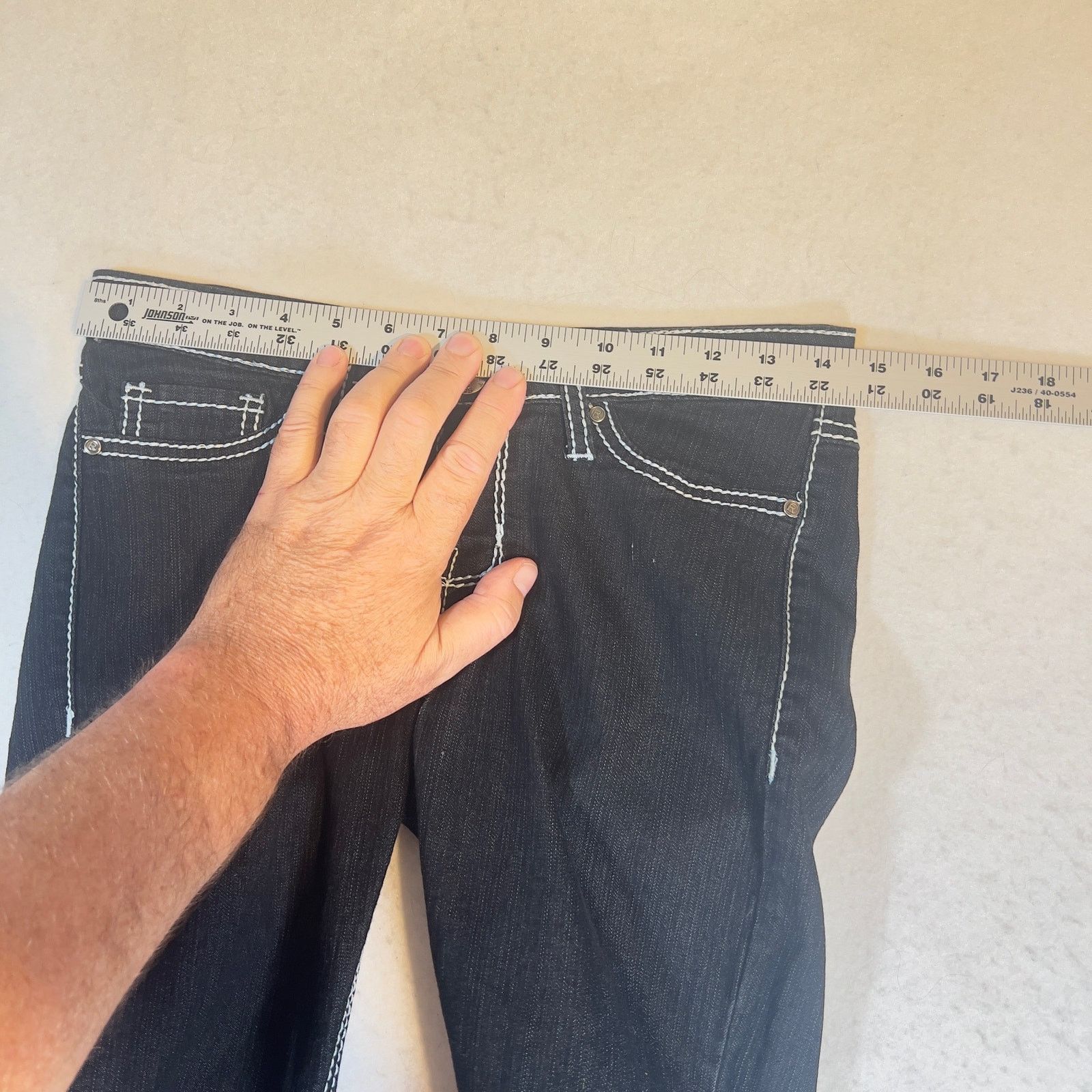 Other Red Rivet Jeans Woman's Medium Black/ White Stitch 29W x 30L Size 29" - 10 Thumbnail