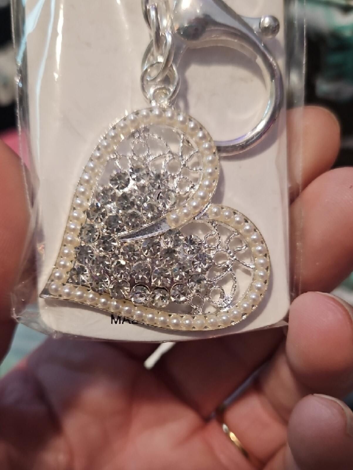 Other Silver Heart Crystal Keychain - Silver Heart Charm Size ONE SIZE - 2 Thumbnail