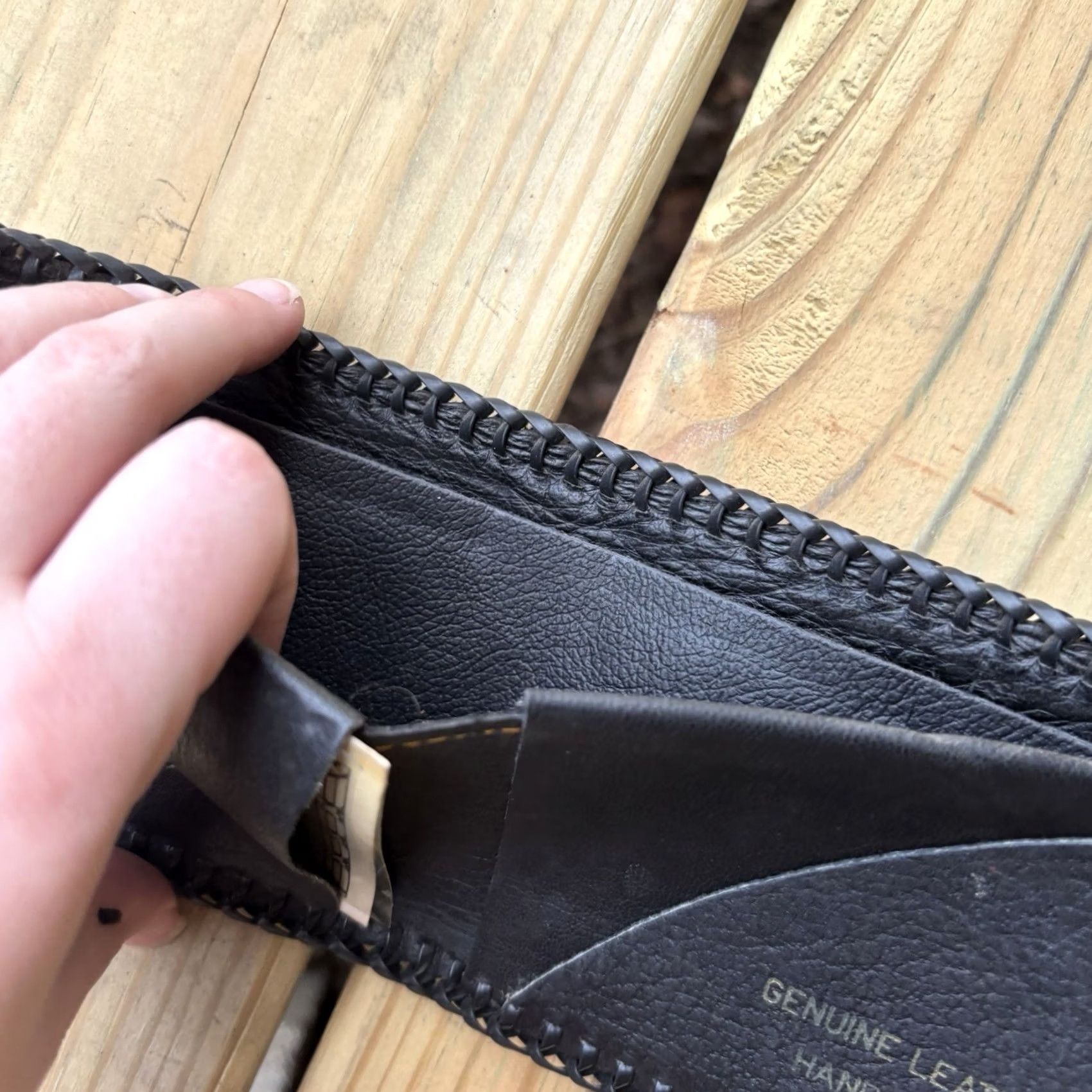 Vintage VINTAGE Hand Tooled Leather Wallet Bifold Trucker Design Big Rig Whipstitch Mens Brown Leather Wallet Vintage Handcrafted USA Size ONE SIZE - 4 Thumbnail