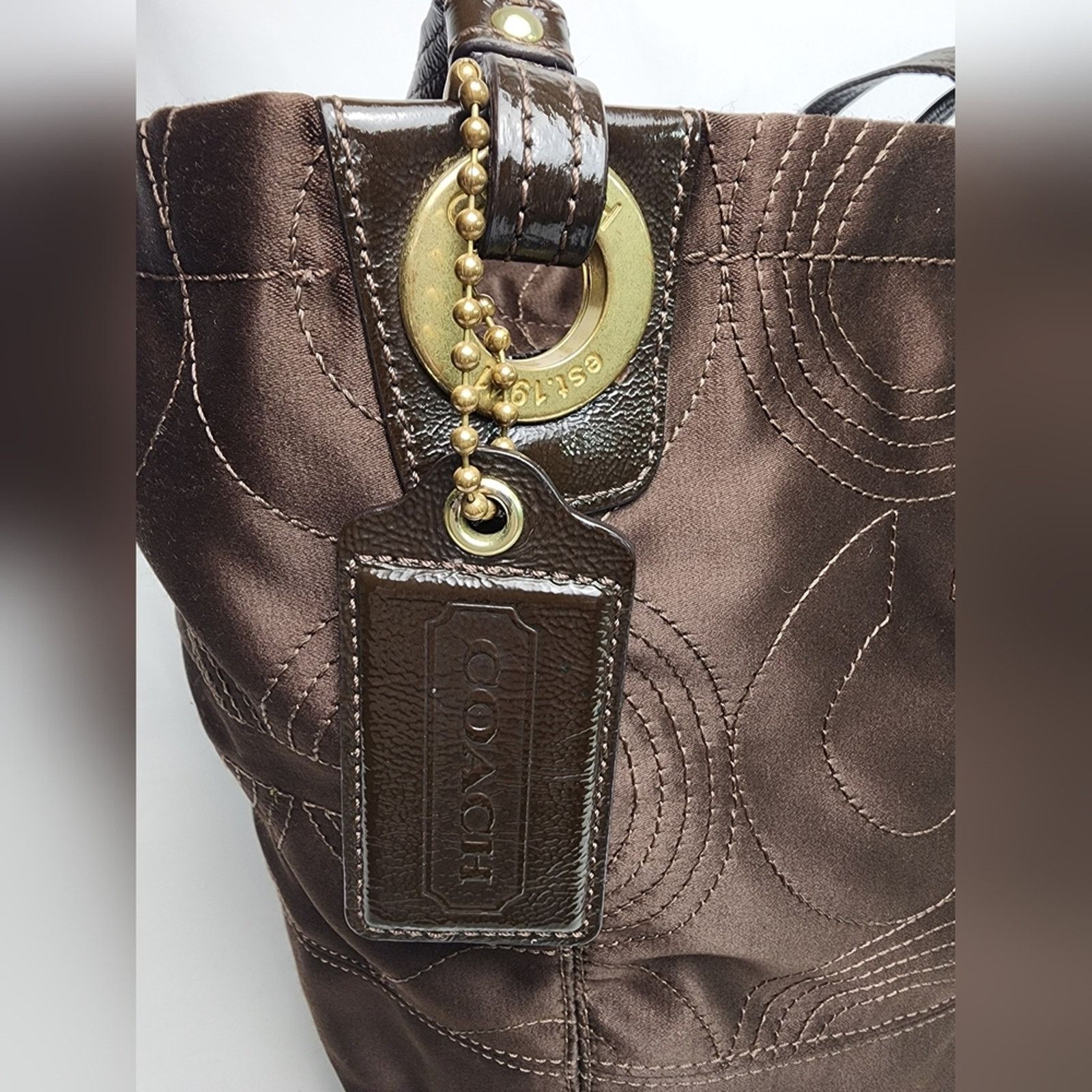 Coach Coach purple satin and enamel Brown Tote Bag J0973 Size ONE SIZE - 14 Thumbnail