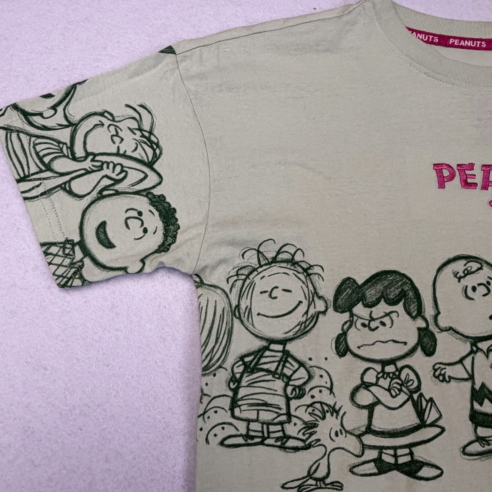 Peanuts Peanuts Cast Shirt Mens XS Green All Over Graphic Tee Snoopy Charlie Brown Size US XS / EU 42 / 0 - 6 Thumbnail