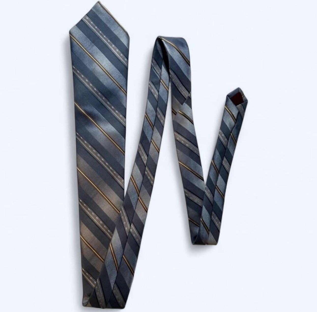 Sears Vtg Sears Men’s Store Blue w/Dark Blue Striped Woven Tie Size ONE SIZE - 2 Thumbnail