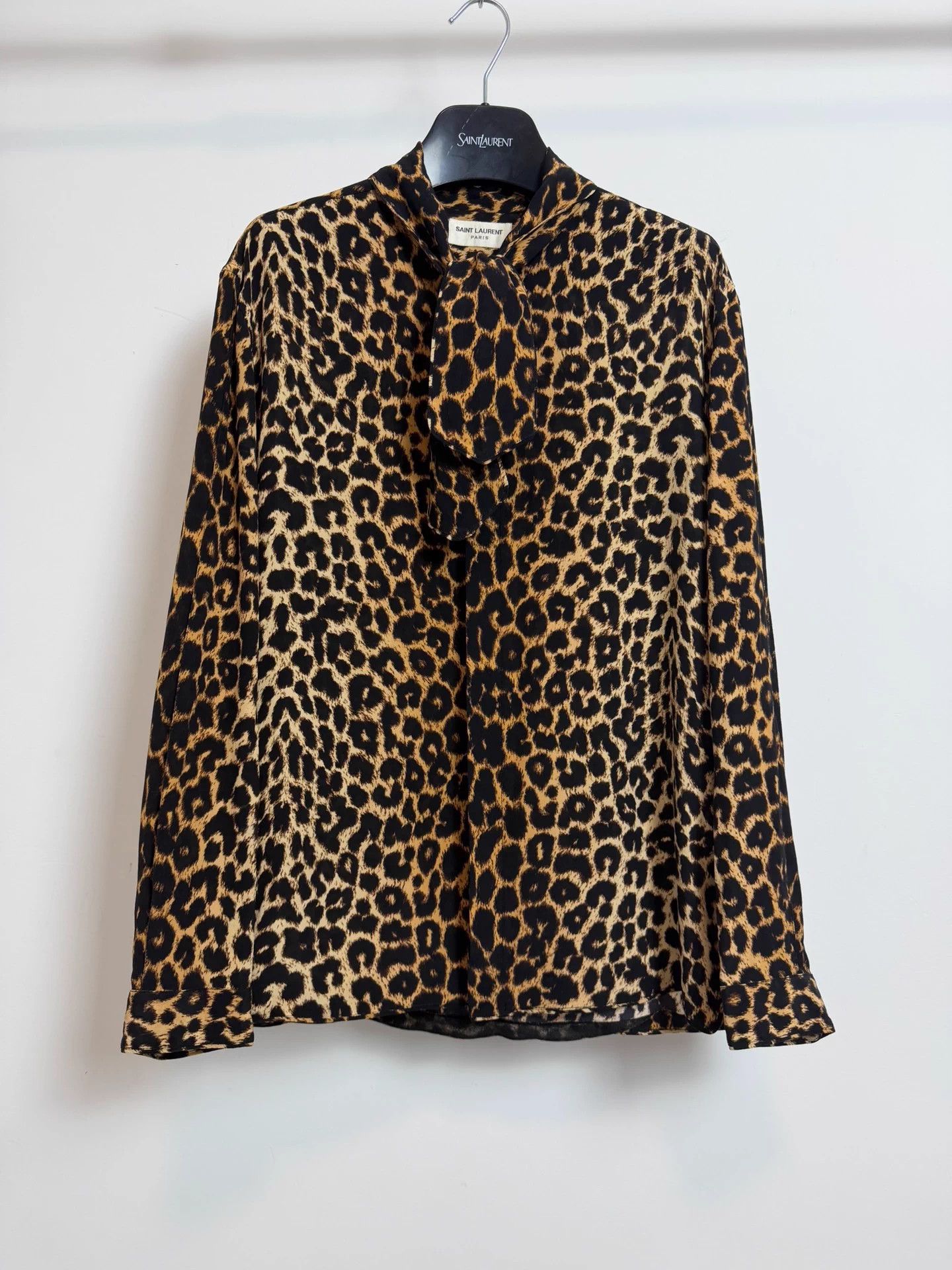 Saint Laurent Paris SLP 20FW silk caramel leopard print bow shirt Size US XXS / EU 40 - 1 Thumbnail