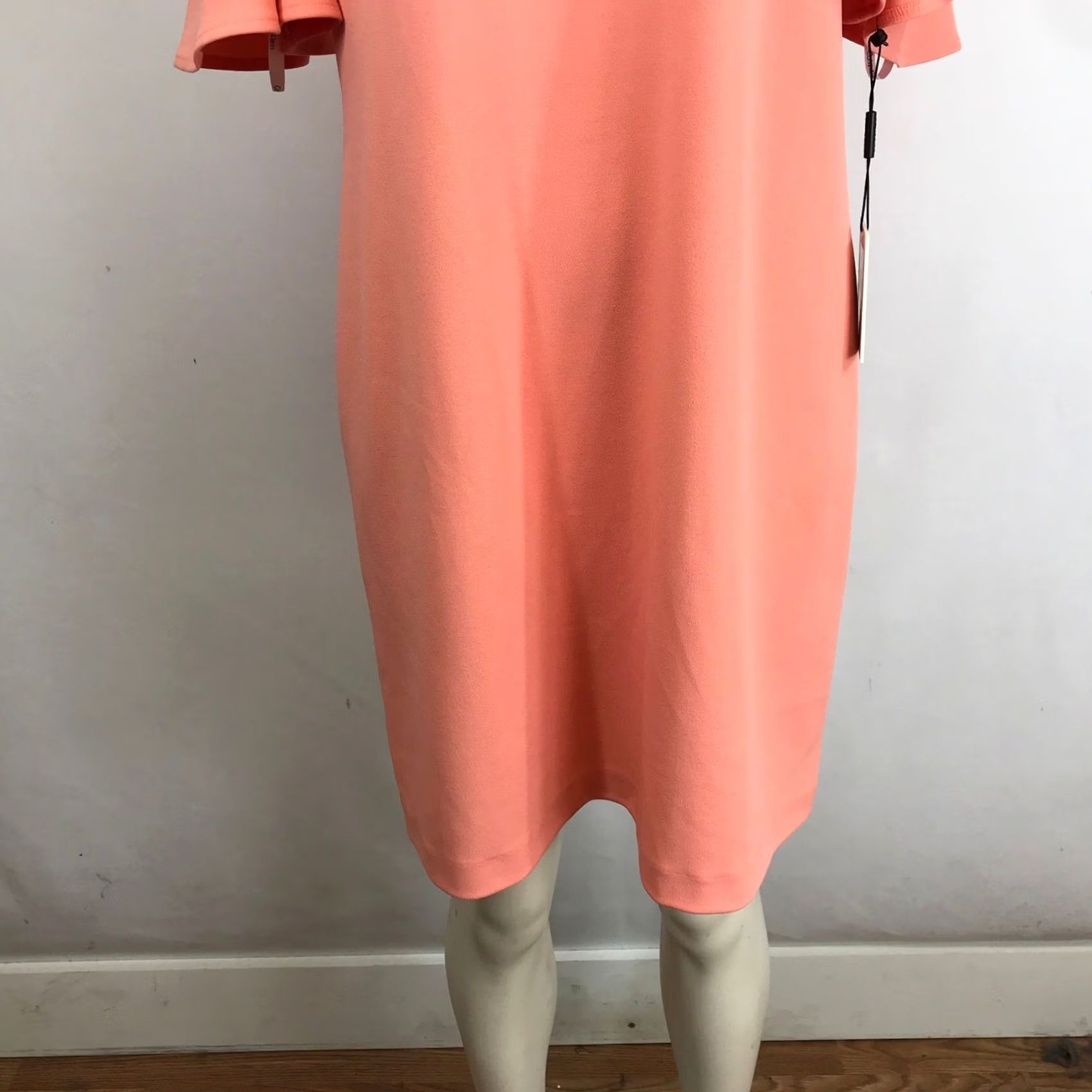 Calvin Klein Calvin Klein Dress Womens 12 Orange Coral Cold Shoulder Flutter Sleeve Sheath Size Size XL / US 12-14 / IT 48-50 - 3 Thumbnail
