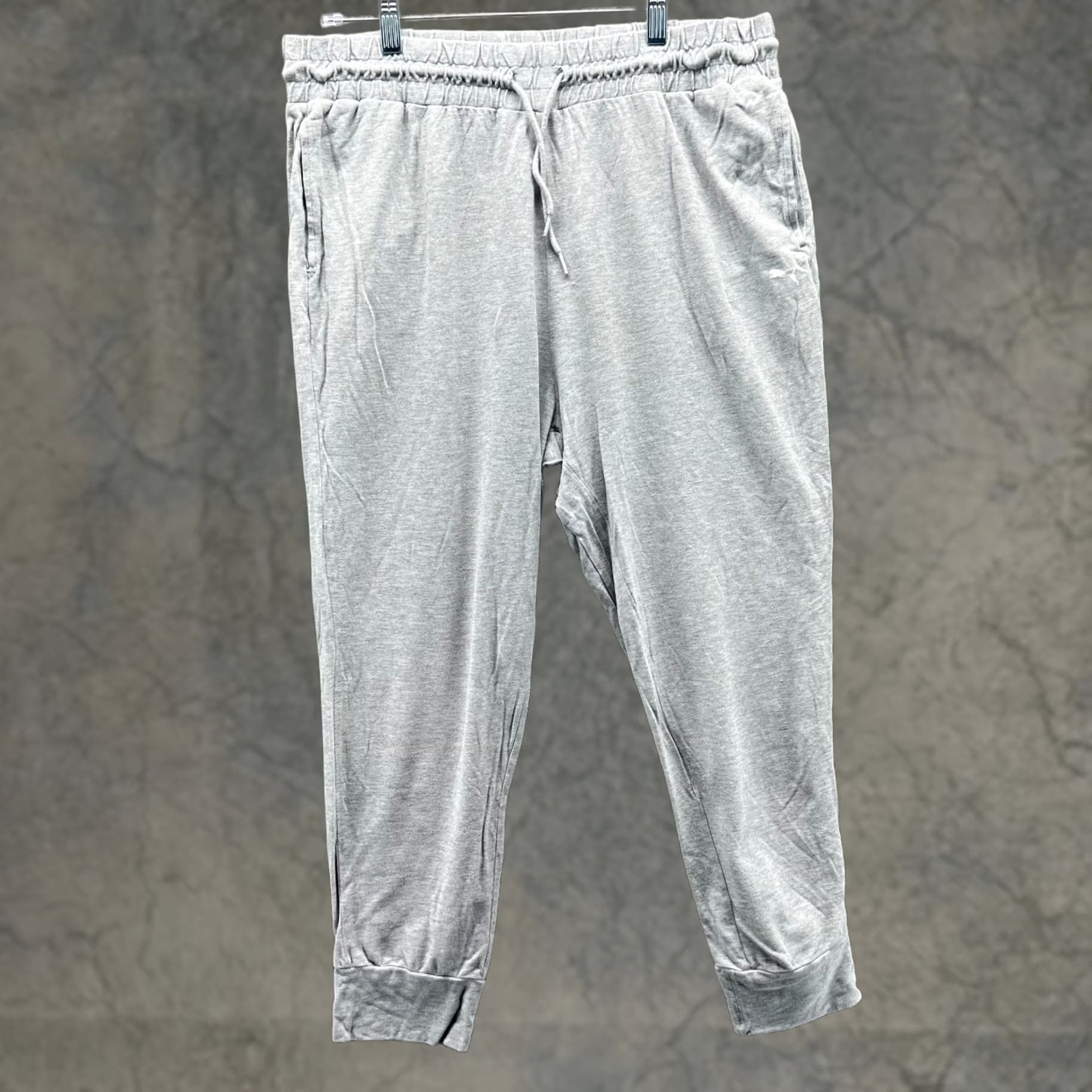 Puma Puma Jogger Pants Women XL Gray Tapered Leg Drawstring Waist Logo Gym Size 40" / US 18 - 1 Thumbnail