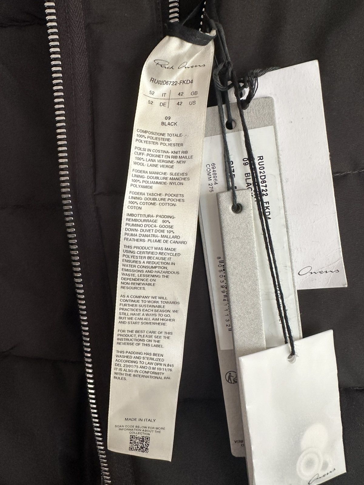 Rick Owens Rick Owens FW24 Porterville Black Sealed Down Jacket Size US L / EU 52-54 / 3 - 6 Thumbnail