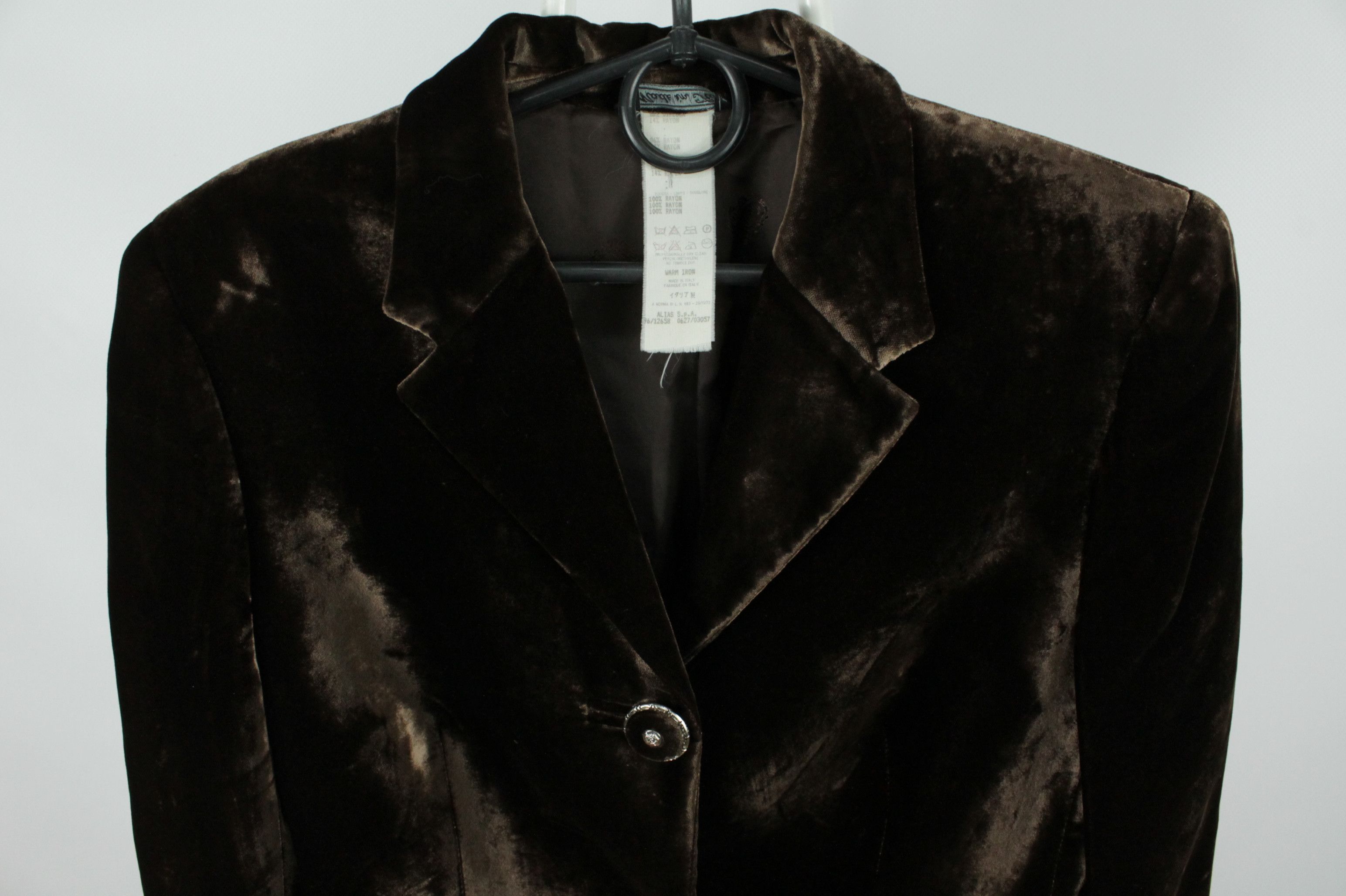 Versace RARE Gianni Versace COUTURE Brown Velvet Long Blazer Jacket Size S / US 4 / IT 40 - 3 Thumbnail