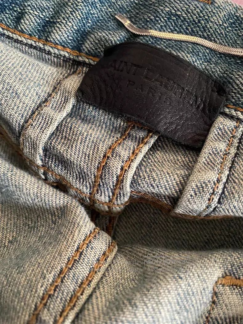 Saint Laurent Paris Saint Laurent Paris Blue Double Knee Torn Big Destroyed De Size US 31 - 2 Thumbnail