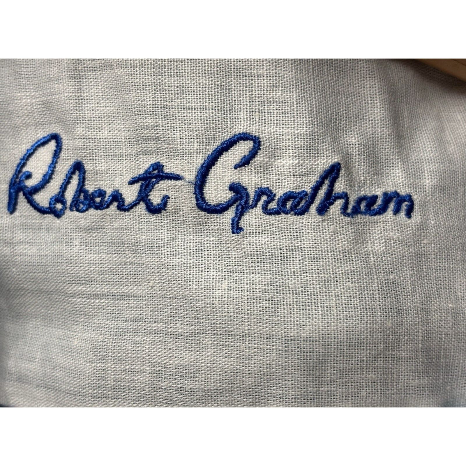 Robert Graham Robert Graham Mens Large Sz Blue Linen Cotton Blend Long Sleeve Button-Down Collared Shirt Beach Flip Cuff Size US L / EU 52-54 / 3 - 6 Thumbnail