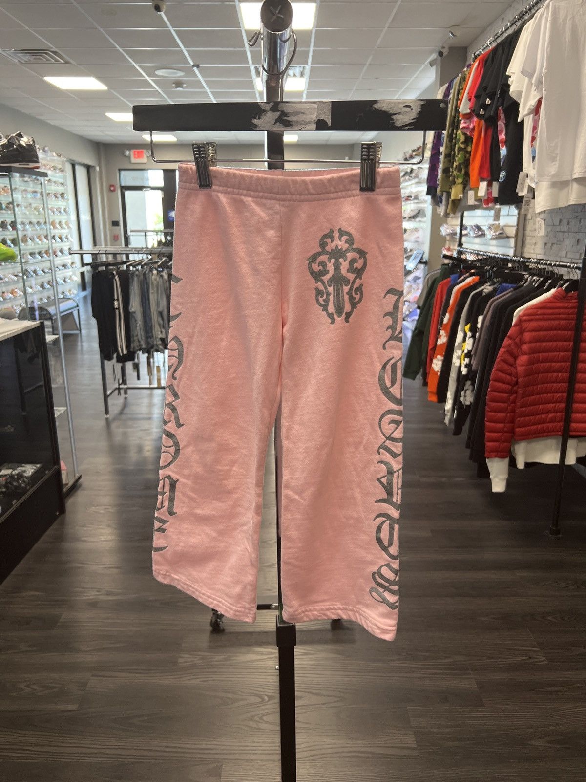 image of Chrome Hearts Pink Dagger Sweatpants Kids (Size 22)