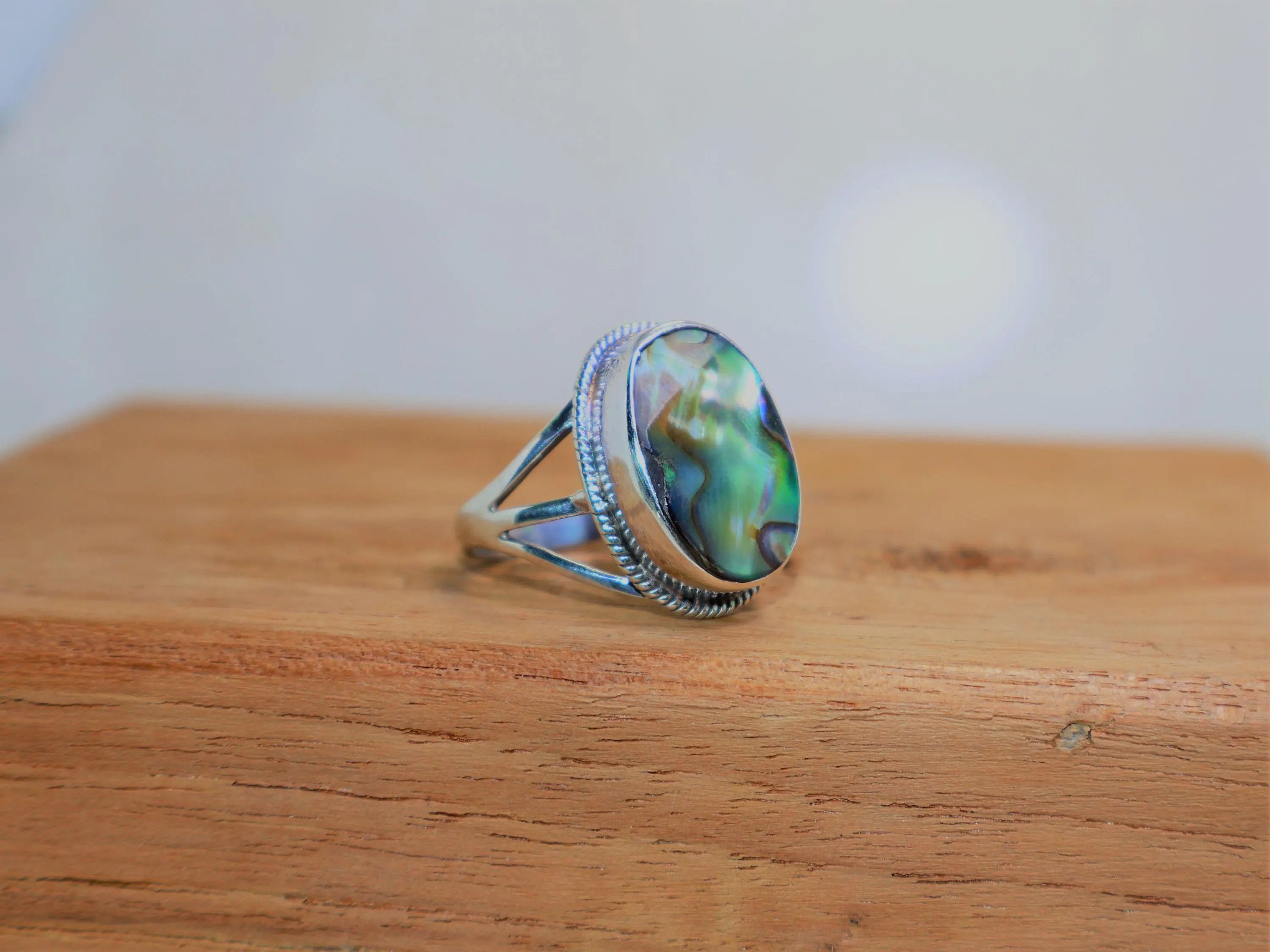 Handmade Abalone Shell Ring, 925 Sterling Silver Handmade Women Ring, Size ONE SIZE - 5 Thumbnail