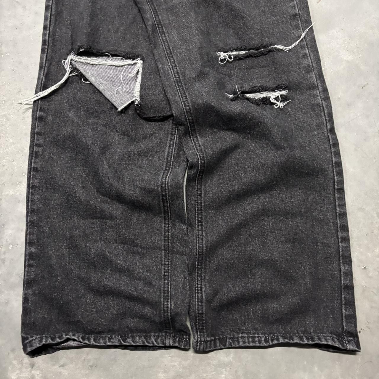 Japanese Brand × Vintage Crazy Vintage Y2K/2000s Grunge Black Distressed Streetwear Skater Denim Jeans! Size US 28 / EU 44 - 6 Thumbnail