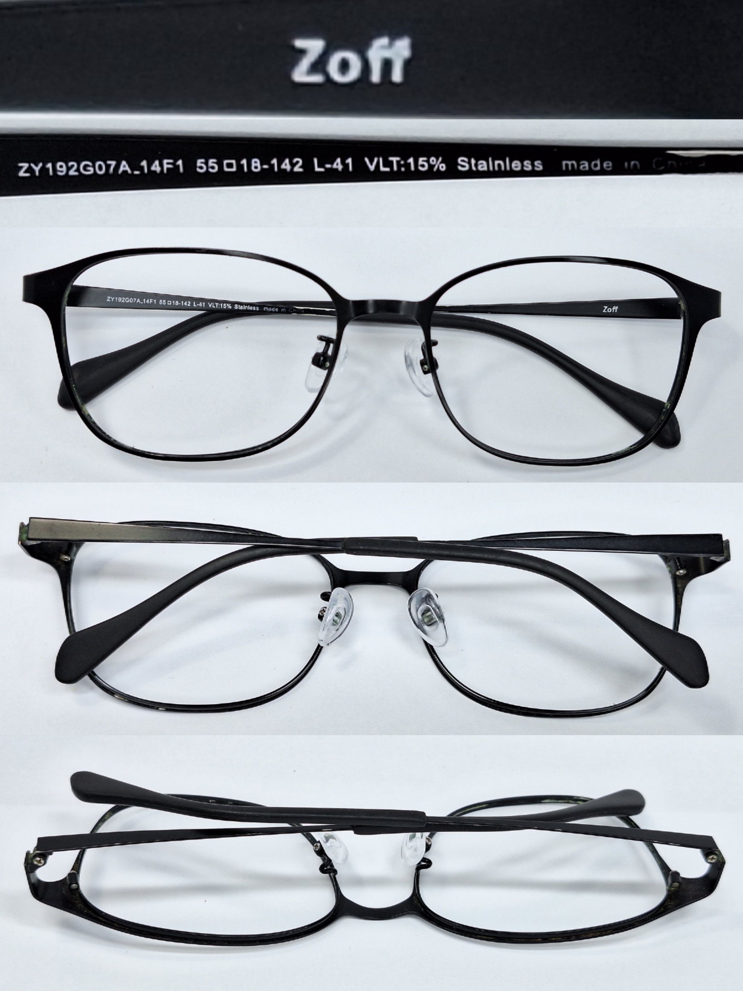 Vintage Zoff ZY192G07A Black Stainless Steel Glasses 55mm Wide Fit Size ONE SIZE - 7 Thumbnail