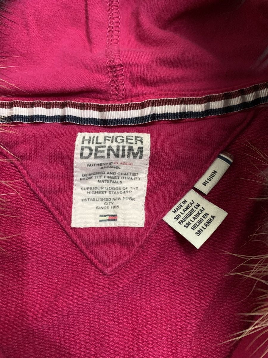 Tommy Hilfiger Hilfiger Pink Y2k Distressed Zip Fur Hoodie Size M / US 6-8 / IT 42-44 - 8 Thumbnail
