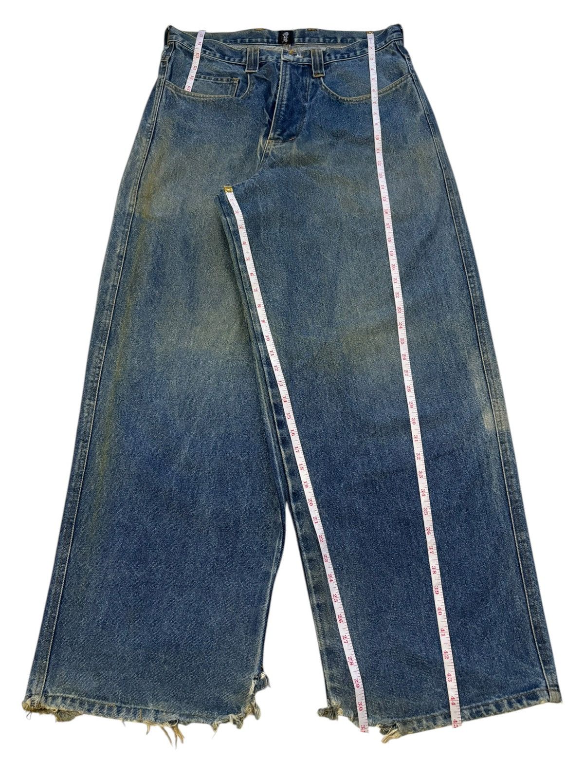 Japanese Brand × Tribal Streetwear Vintage Japanese Brand Mud Wash Ultra Wide Leg Baggy Jeans Size US 34 / EU 50 - 14 Thumbnail