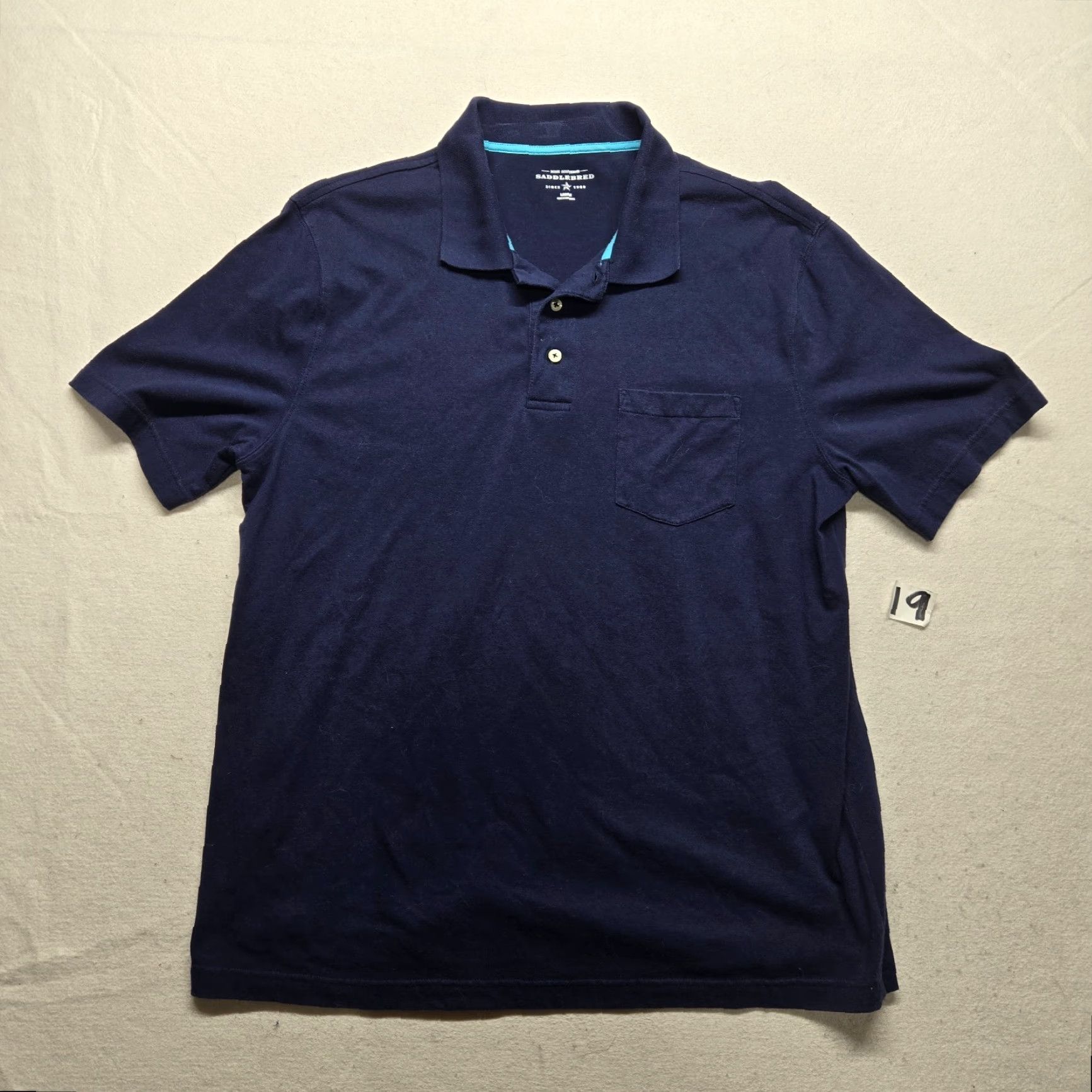 Vintage Saddlebred Polo Shirt Solid Blue Short Sleeve 3 Button Adult Mens Size L Large Size US L / EU 52-54 / 3 - 2 Thumbnail