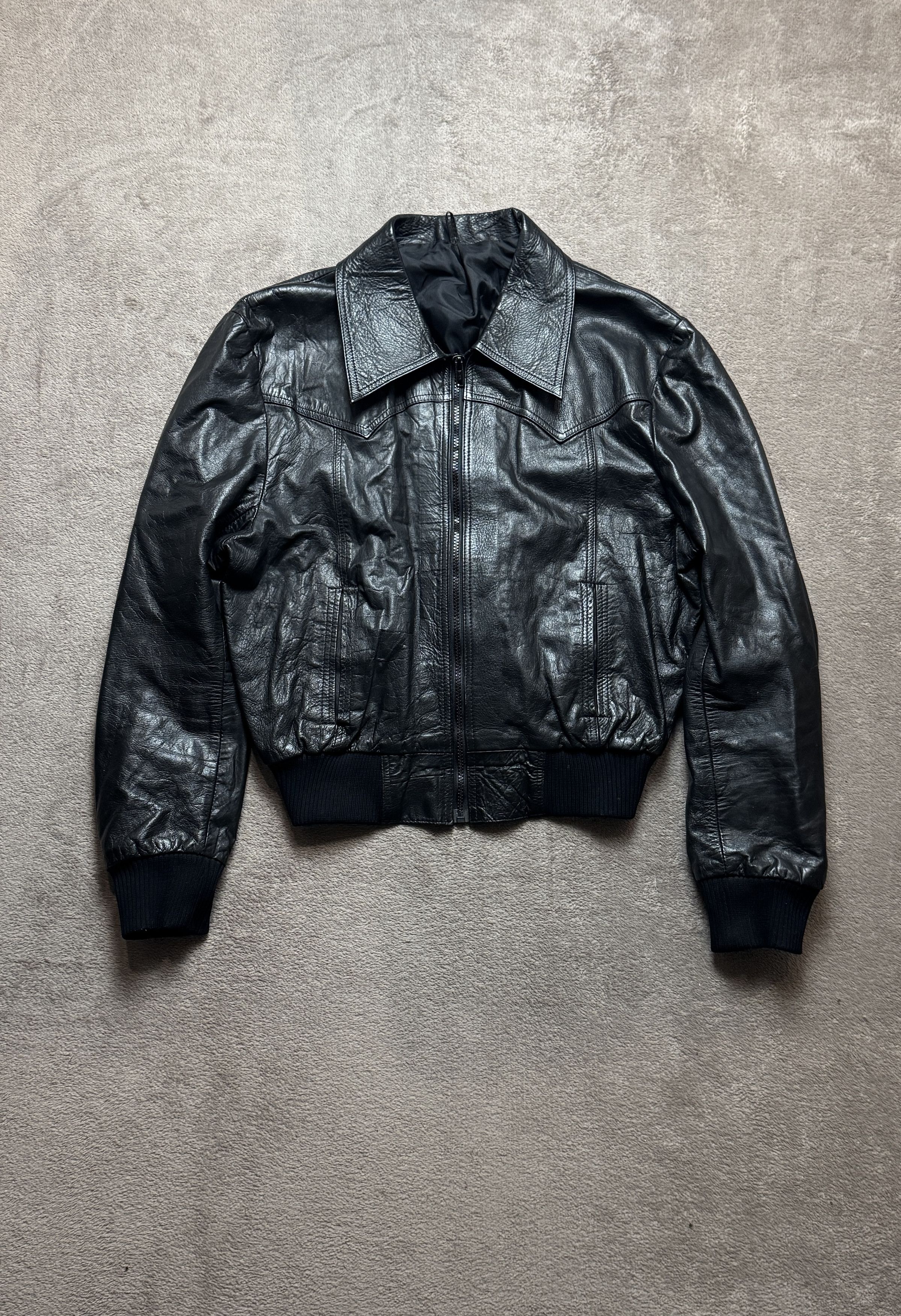 Genuine Leather Y2K Vintage Oversized Leather Bomber Jacket ysl gucci prada Size US S / EU 44-46 / 1 - 1 Thumbnail