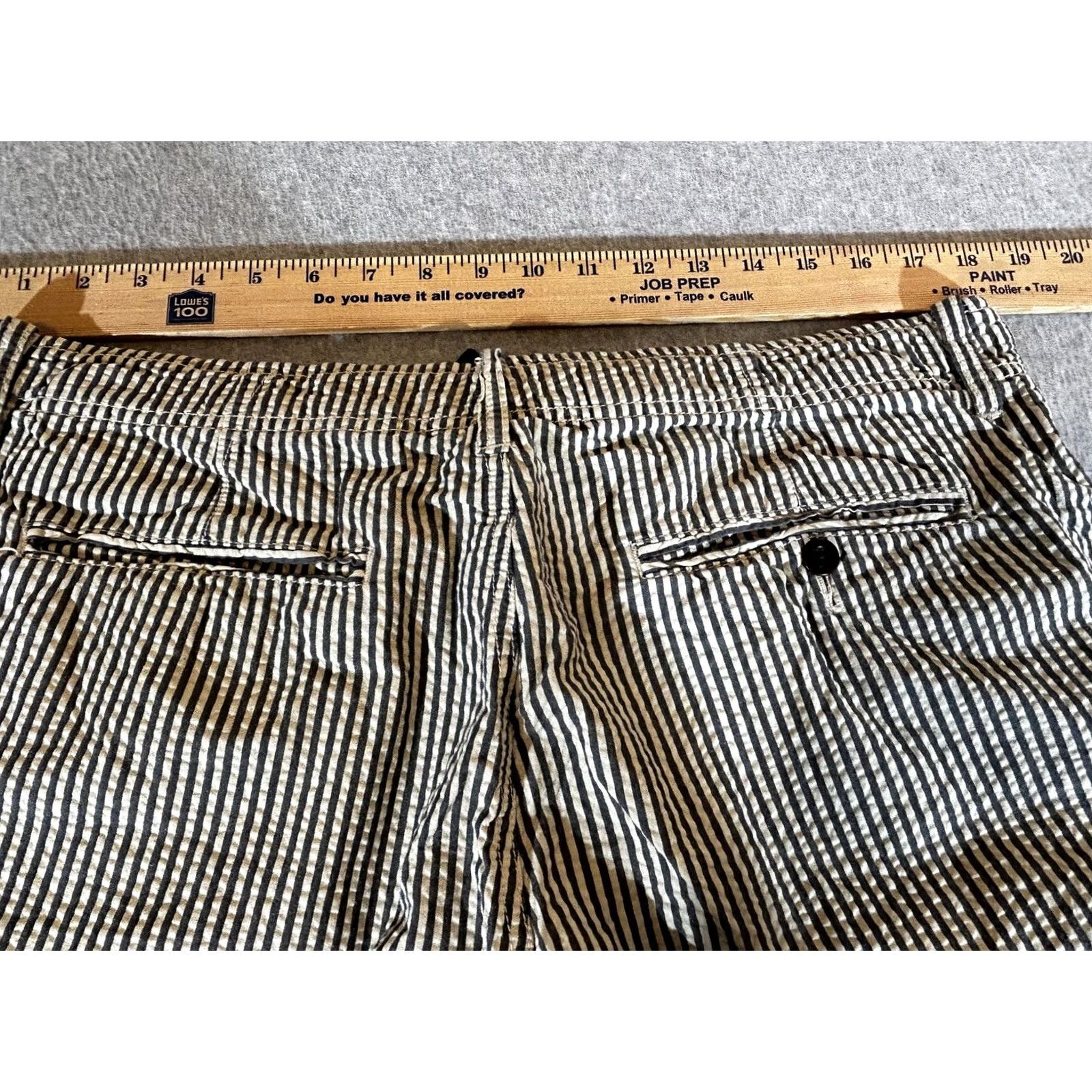 J.Crew J.Crew Mens 36 Striped Chino Shorts Seersucker Drawstring Flat Front Beige Vintage - Casual Summer Mens 36W Shorts Size US 36 / EU 52 - 7 Thumbnail