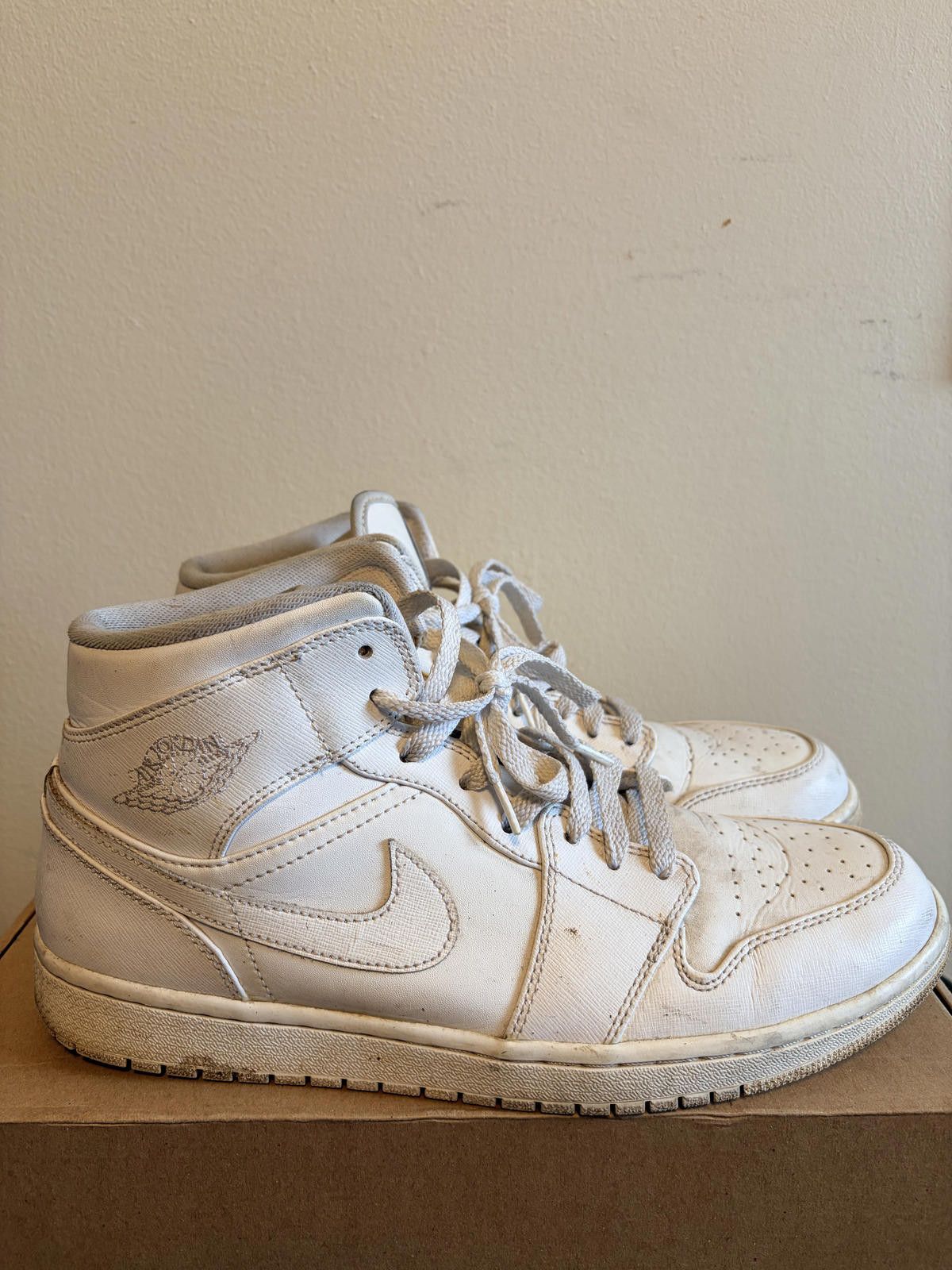 Jordan Brand Air Jordan 1 Mid Triple White Shoes (Size 11) Size US 11 / EU 44 - 2 Thumbnail