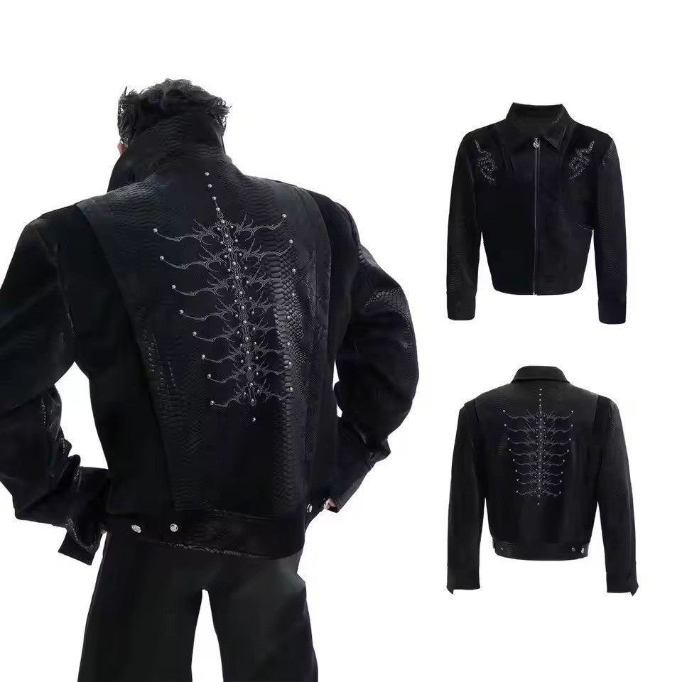 Japanese Brand Texture PU Leather Gothic Jacket – Embossed Snake Motif Size US L / EU 52-54 / 3 - 13 Thumbnail