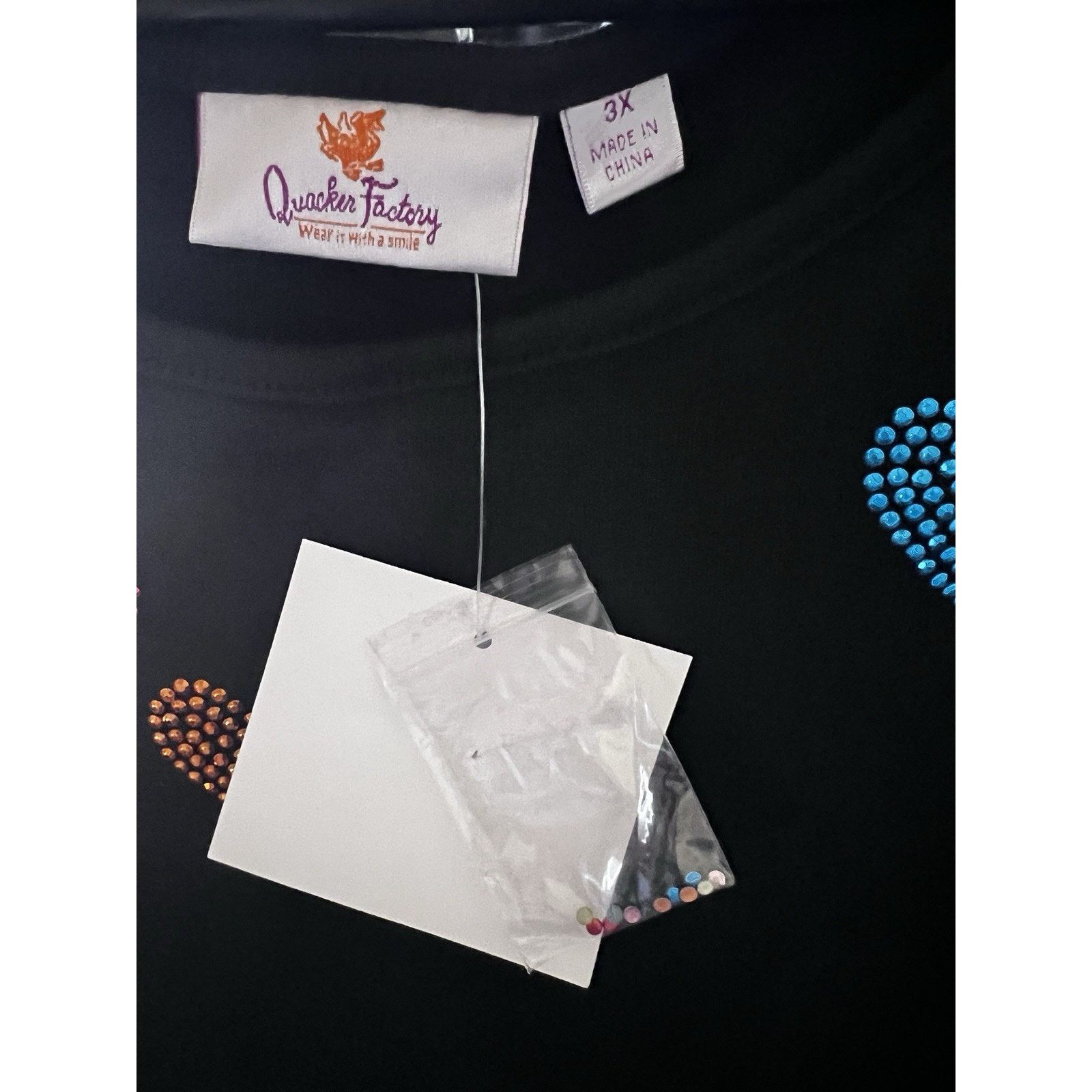 Quacker Factory Quacker Factory Black Pullover Top Womens 3X Rhinestones New Size 3XL / US 20-22 - 7 Thumbnail