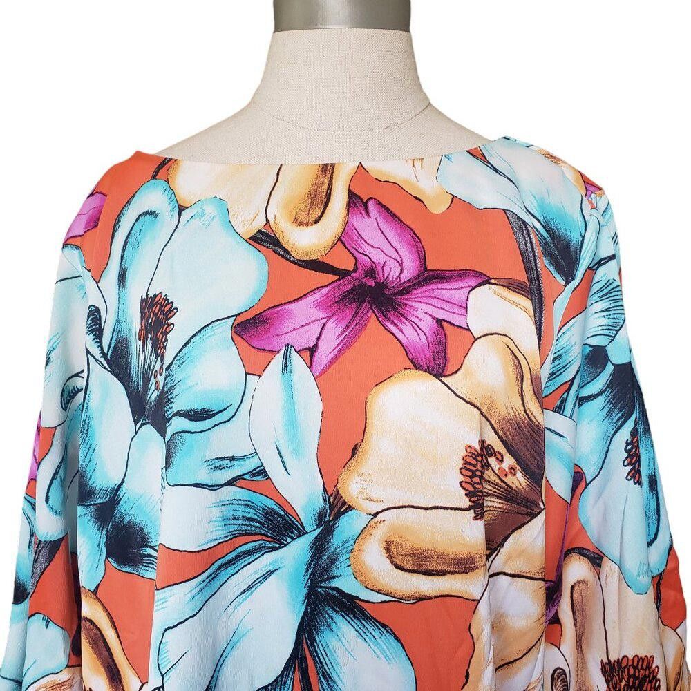 Chicos CT1134 Chico's Tropical 3/4 Sleeve Orange Tunic XL Size XL / US 12-14 / IT 48-50 - 2 Thumbnail