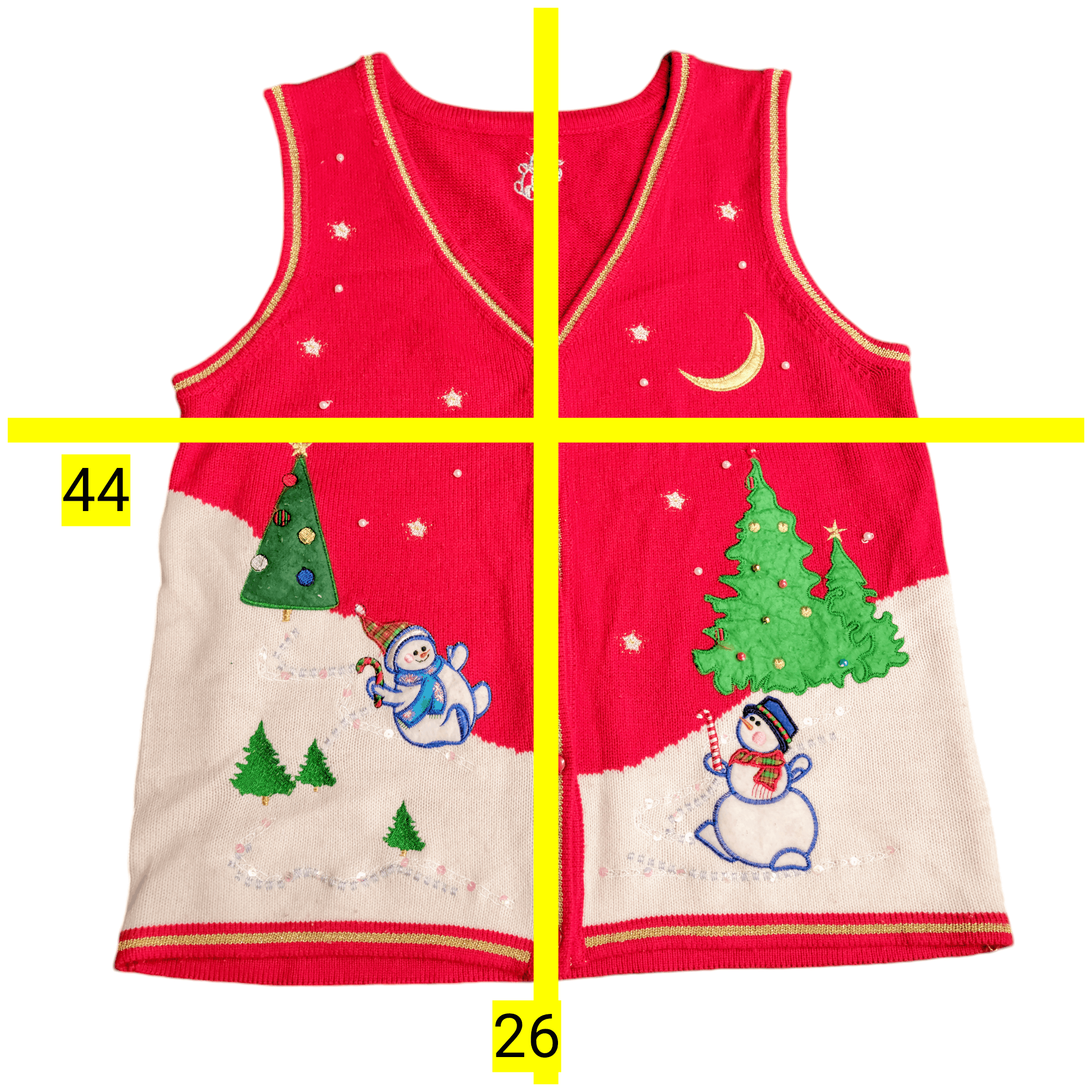 NBDN Nobrandedon Ugly Christmas Sweater Vest Playful Snowmen Winter Scene Size US L / EU 52-54 / 3 - 4 Thumbnail