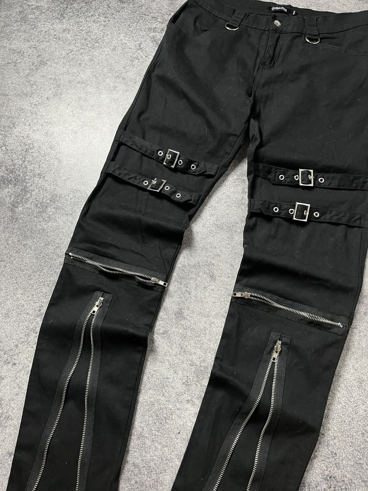Hedi Slimane 🔥PUNK HEDI SLIMANE VIBE BONDAGE GOTHIC ZIPPER SLIM PANTS Size US 32 / EU 48 - 2 Thumbnail
