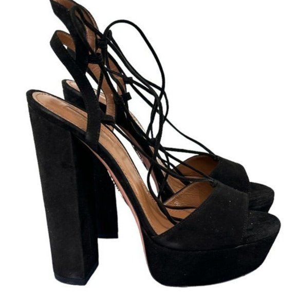 Aquazzura Aquazzura Austin Plateau Suede Platform Heels Size US 8 / IT 38 - 1 Thumbnail