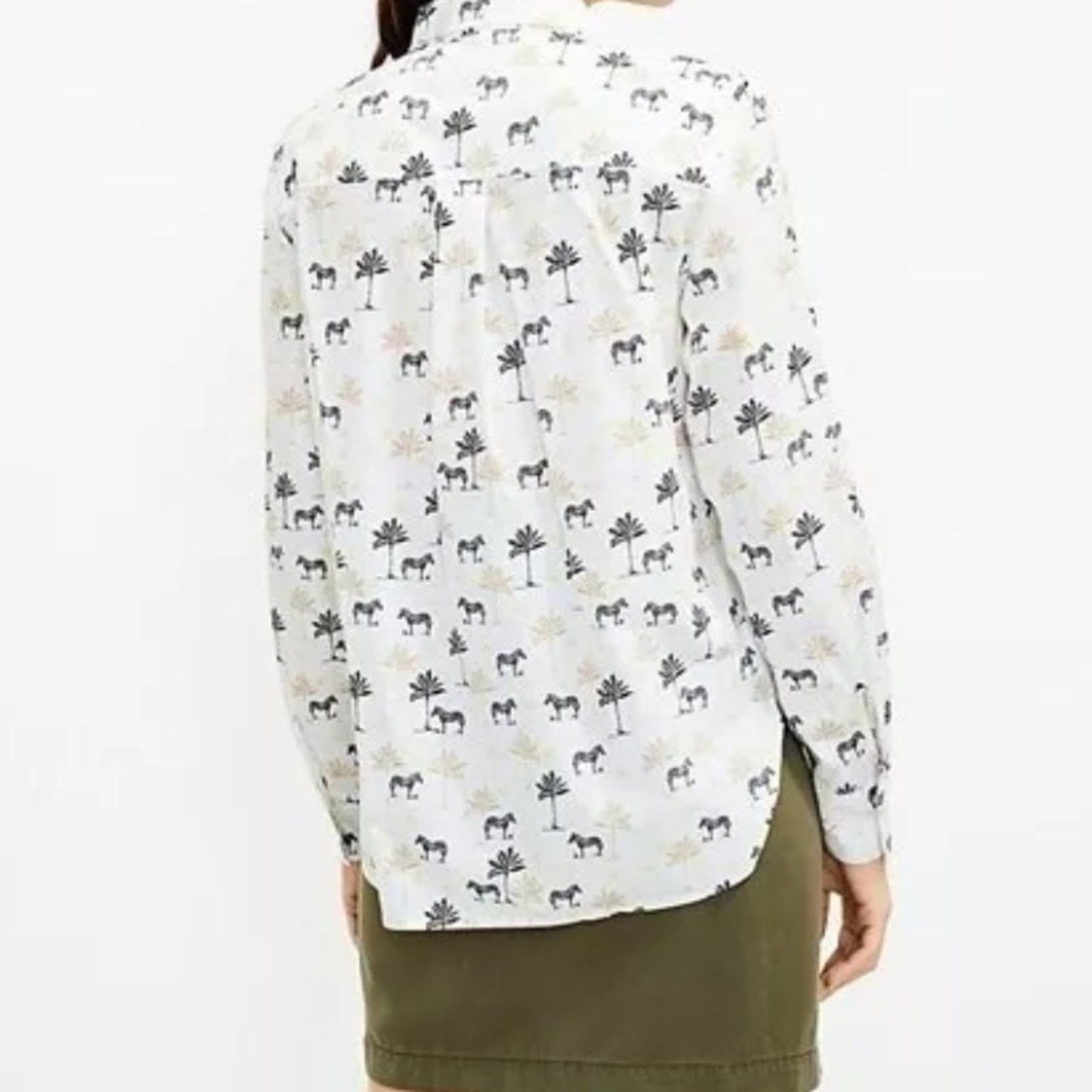 Loft Loft Zebra Print Button Down – White/Black – Size S – EUC Size S / US 4 / IT 40 - 2 Thumbnail